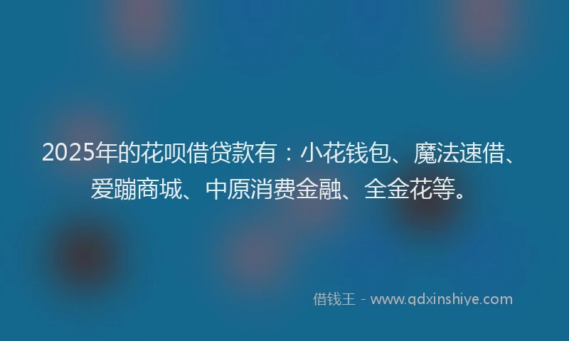 2025年的花呗借贷款有：小花钱包、魔法速借、爱蹦商城、中原消费金融、全金花等。