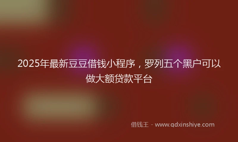 2025年最新豆豆借钱小程序，罗列五个黑户可以做大额贷款平台