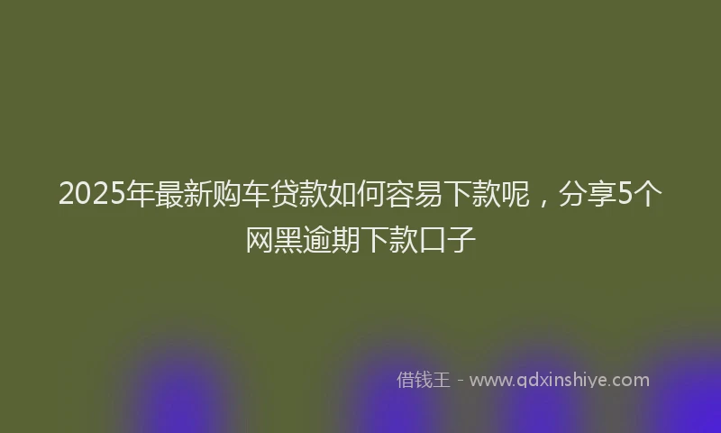2025年最新购车贷款如何容易下款呢，分享5个网黑逾期下款口子