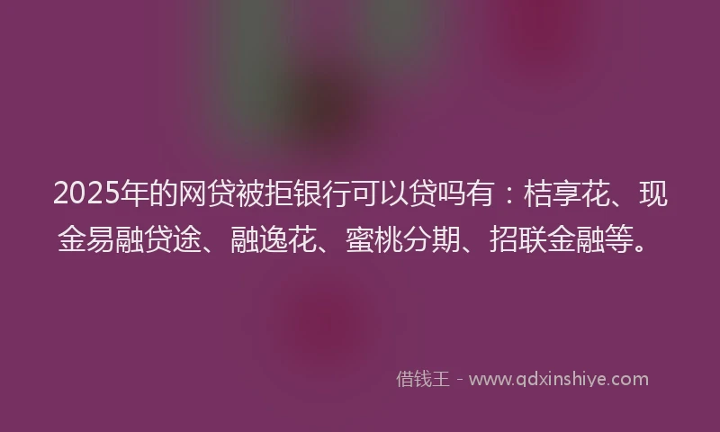 2025年的网贷被拒银行可以贷吗有：桔享花、现金易融贷途、融逸花、蜜桃分期、招联金融等。
