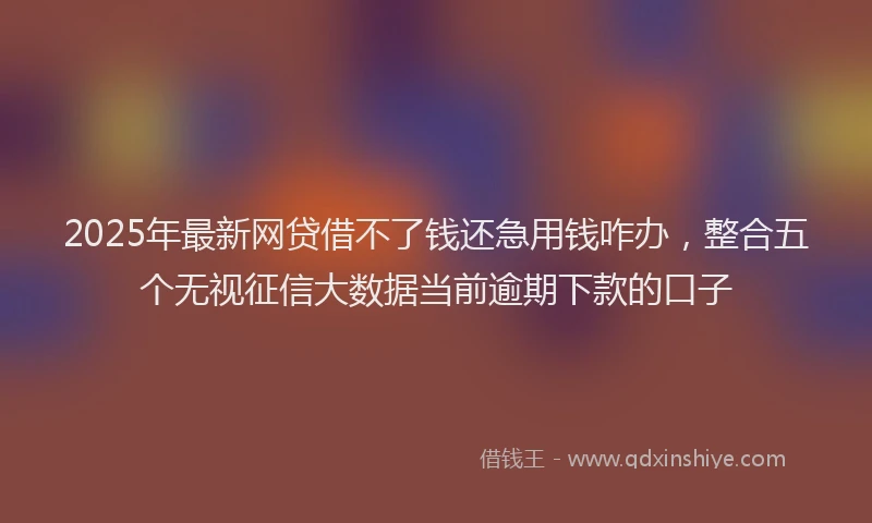 2025年最新网贷借不了钱还急用钱咋办，整合五个无视征信大数据当前逾期下款的口子