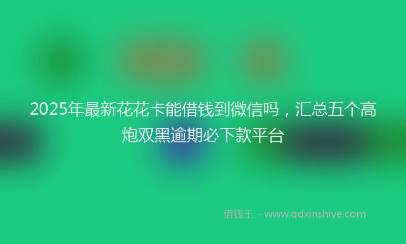 2025年最新花花卡能借钱到微信吗，汇总五个高炮双黑逾期必下款平台