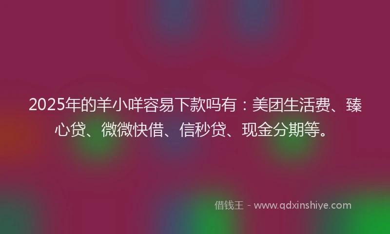 2025年的羊小咩容易下款吗有：美团生活费、臻心贷、微微快借、信秒贷、现金分期等。