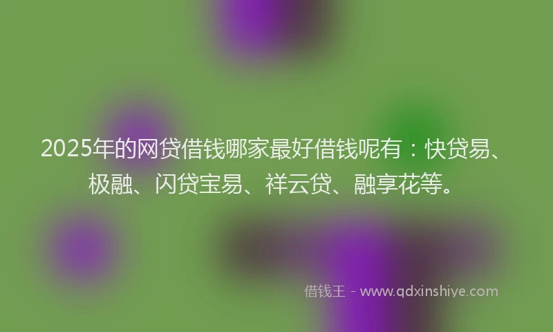 2025年的网贷借钱哪家最好借钱呢有：快贷易、极融、闪贷宝易、祥云贷、融享花等。