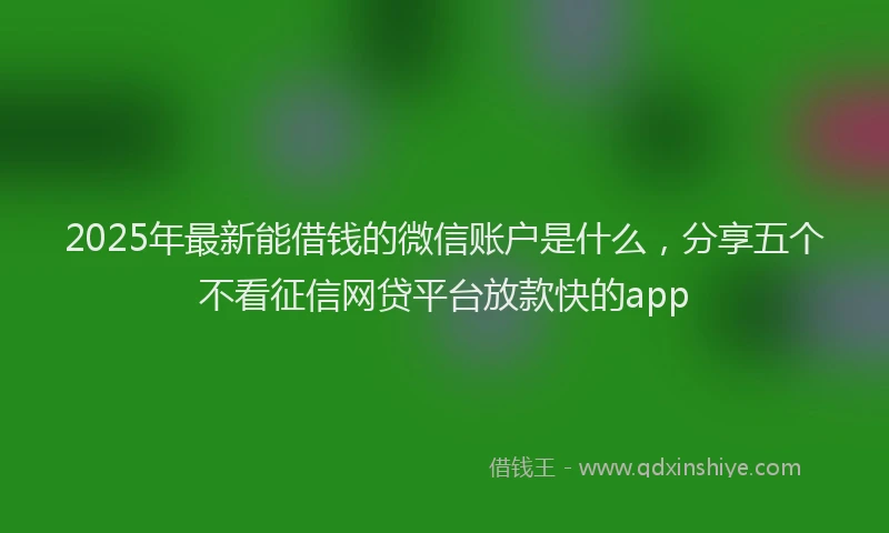 2025年最新能借钱的微信账户是什么，分享五个不看征信网贷平台放款快的app