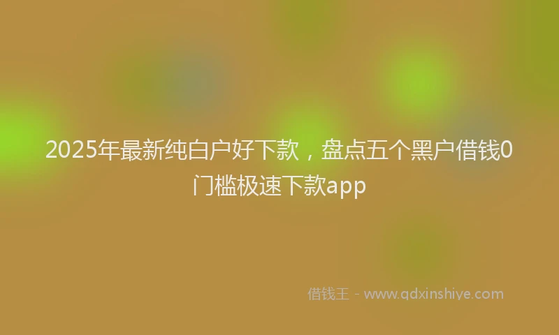 2025年最新纯白户好下款，盘点五个黑户借钱0门槛极速下款app