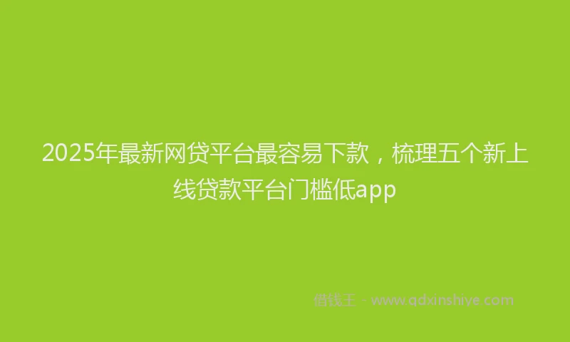2025年最新网贷平台最容易下款，梳理五个新上线贷款平台门槛低app