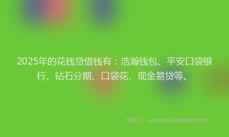 2025年的花钱贷借钱有：浩瀚钱包、平安口袋银行、钻石分期、口袋花、现金易贷等。