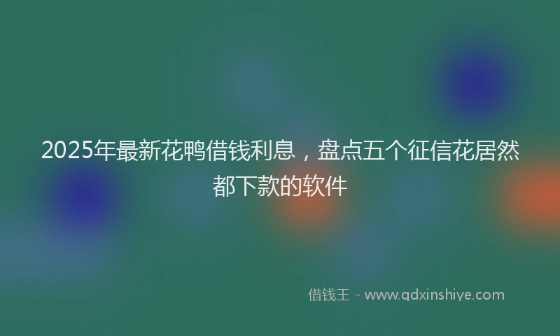 2025年最新花鸭借钱利息，盘点五个征信花居然都下款的软件