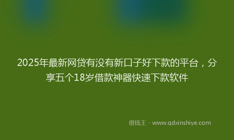 2025年最新网贷有没有新口子好下款的平台，分享五个18岁借款神器快速下款软件