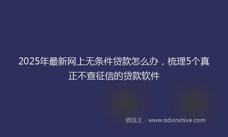 2025年最新网上无条件贷款怎么办，梳理5个真正不查征信的贷款软件