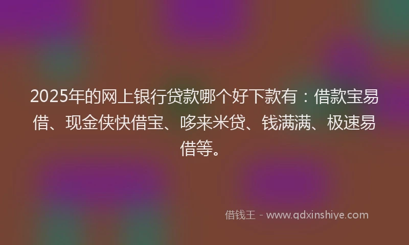 2025年的网上银行贷款哪个好下款有：借款宝易借、现金侠快借宝、哆来米贷、钱满满、极速易借等。