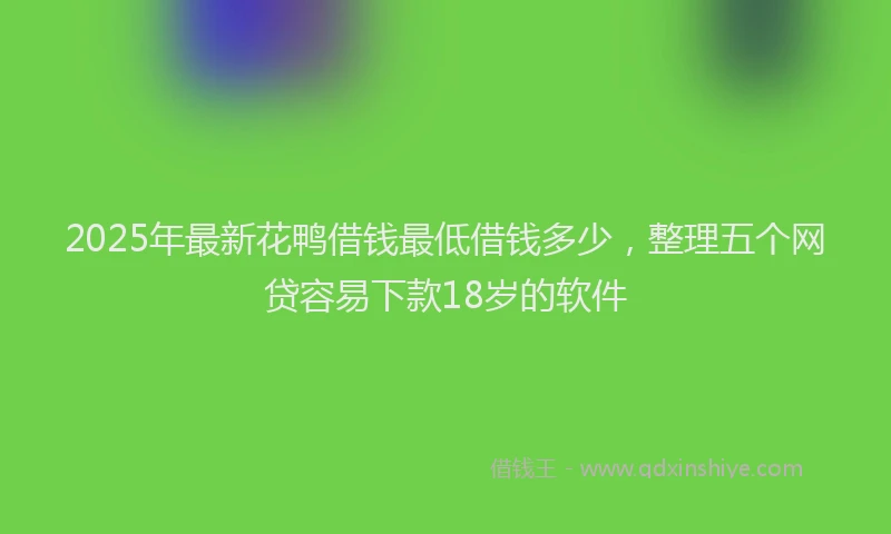 2025年最新花鸭借钱最低借钱多少，整理五个网贷容易下款18岁的软件