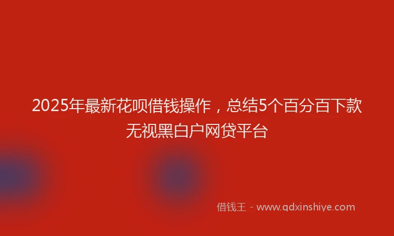 2025年最新花呗借钱操作，总结5个百分百下款无视黑白户网贷平台