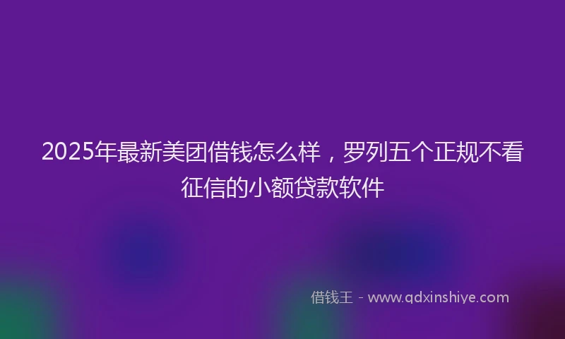 2025年最新美团借钱怎么样，罗列五个正规不看征信的小额贷款软件