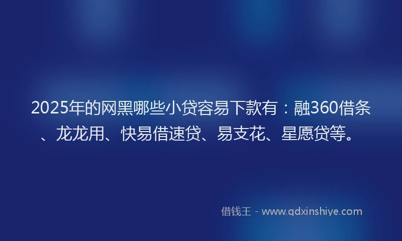 2025年的网黑哪些小贷容易下款有：融360借条、龙龙用、快易借速贷、易支花、星愿贷等。