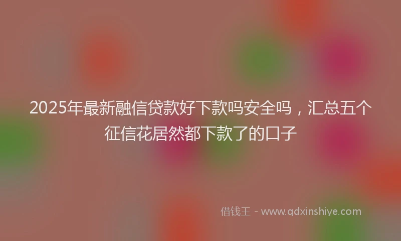 2025年最新融信贷款好下款吗安全吗，汇总五个征信花居然都下款了的口子
