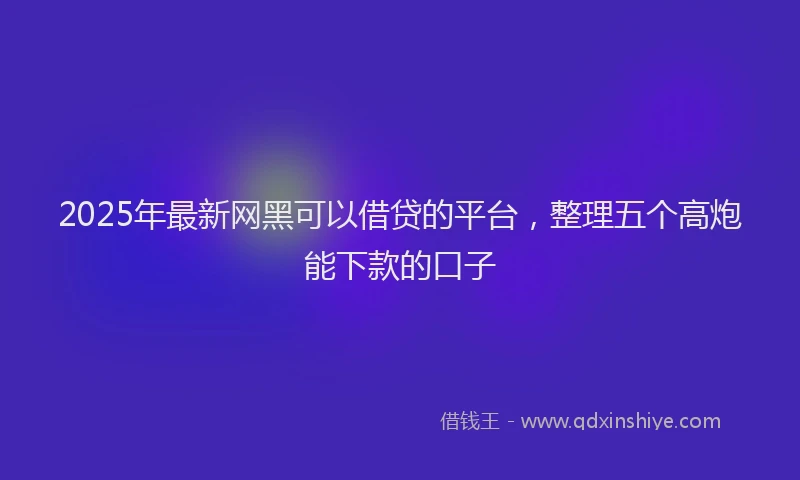 2025年最新网黑可以借贷的平台，整理五个高炮能下款的口子