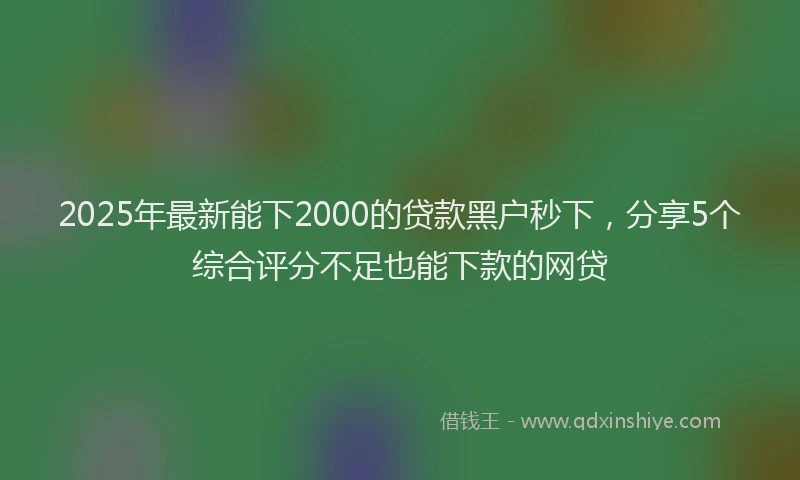 2025年最新能下2000的贷款黑户秒下，分享5个综合评分不足也能下款的网贷