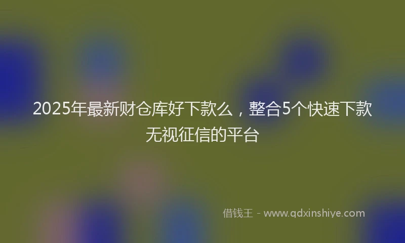 2025年最新财仓库好下款么，整合5个快速下款无视征信的平台