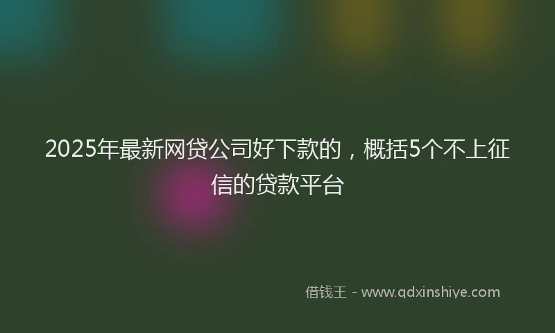 2025年最新网贷公司好下款的，概括5个不上征信的贷款平台