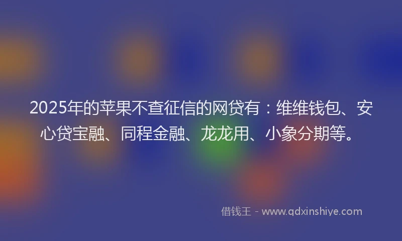 2025年的苹果不查征信的网贷有：维维钱包、安心贷宝融、同程金融、龙龙用、小象分期等。