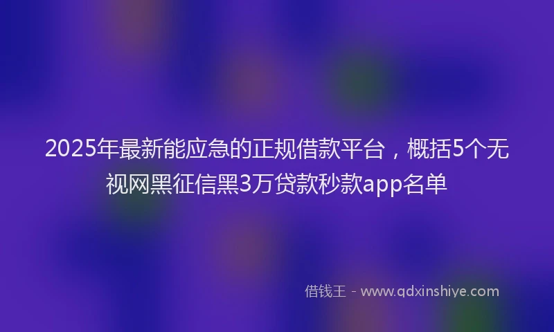 2025年最新能应急的正规借款平台，概括5个无视网黑征信黑3万贷款秒款app名单