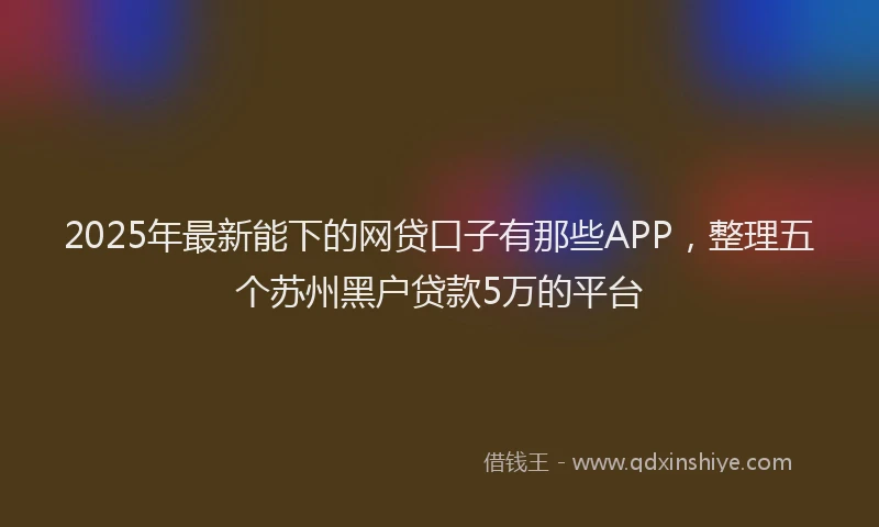 2025年最新能下的网贷口子有那些APP，整理五个苏州黑户贷款5万的平台