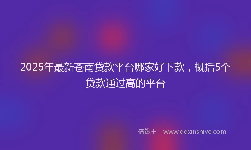 2025年最新苍南贷款平台哪家好下款，概括5个贷款通过高的平台