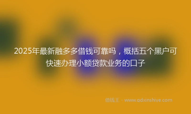 2025年最新融多多借钱可靠吗，概括五个黑户可快速办理小额贷款业务的口子
