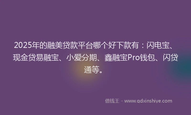 2025年的融美贷款平台哪个好下款有：闪电宝、现金贷易融宝、小爱分期、鑫融宝Pro钱包、闪贷通等。