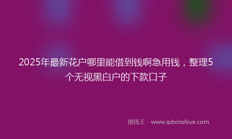 2025年最新花户哪里能借到钱啊急用钱，整理5个无视黑白户的下款口子