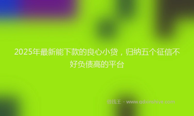 2025年最新能下款的良心小贷，归纳五个征信不好负债高的平台