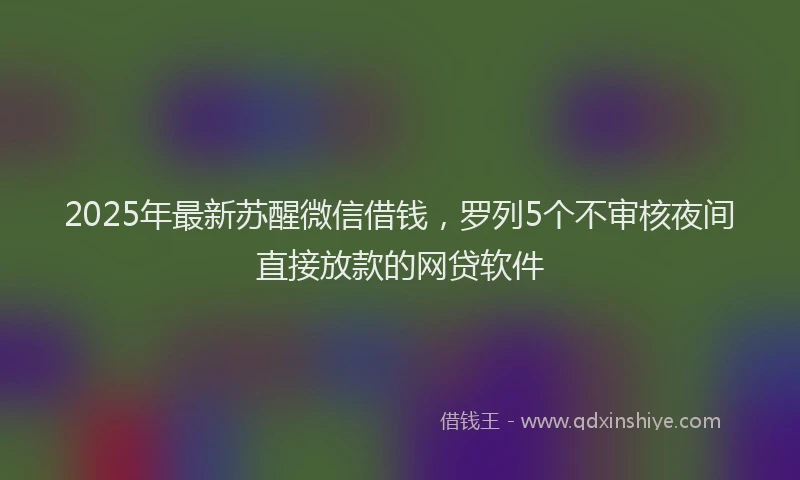 2025年最新苏醒微信借钱，罗列5个不审核夜间直接放款的网贷软件