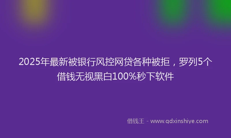 2025年最新被银行风控网贷各种被拒，罗列5个借钱无视黑白100%秒下软件