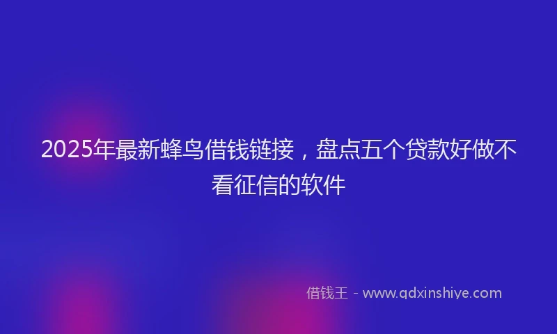 2025年最新蜂鸟借钱链接，盘点五个贷款好做不看征信的软件