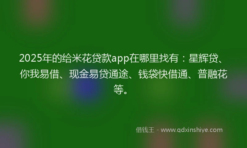 2025年的给米花贷款app在哪里找有:星辉贷、你我易借、现金易贷通途、钱袋快借通、普融花等。