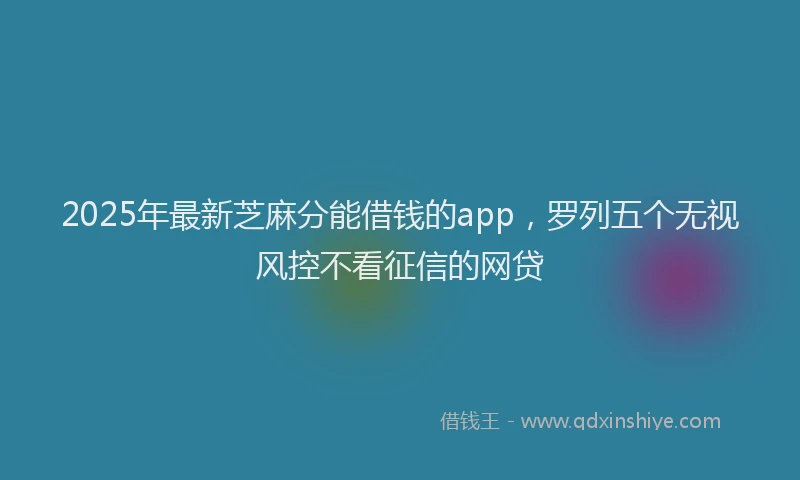 2025年最新芝麻分能借钱的app，罗列五个无视风控不看征信的网贷