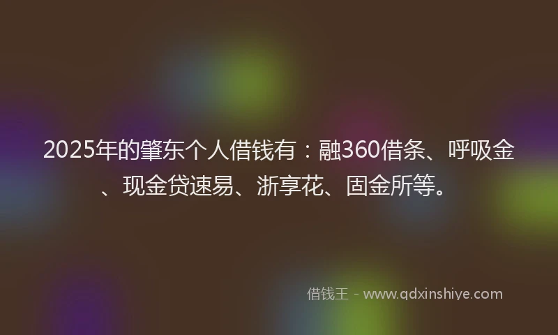 2025年的肇东个人借钱有：融360借条、呼吸金、现金贷速易、浙享花、固金所等。