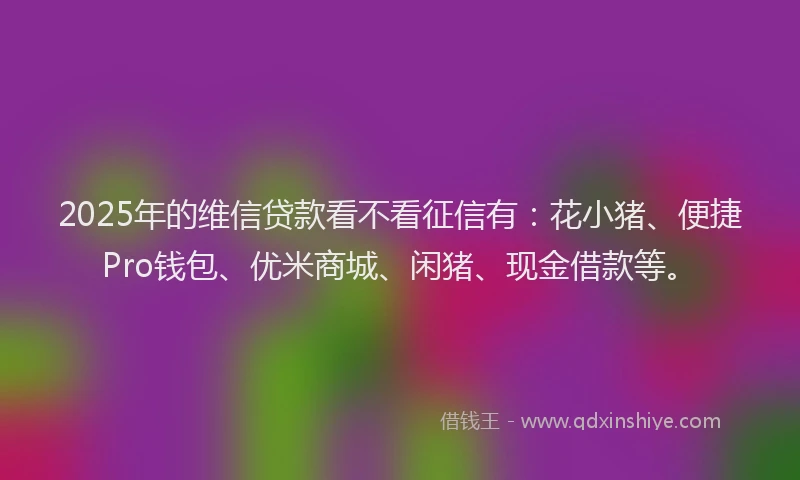 2025年的维信贷款看不看征信有：花小猪、便捷Pro钱包、优米商城、闲猪、现金借款等。