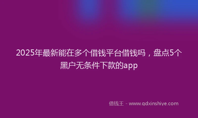 2025年最新能在多个借钱平台借钱吗，盘点5个黑户无条件下款的app