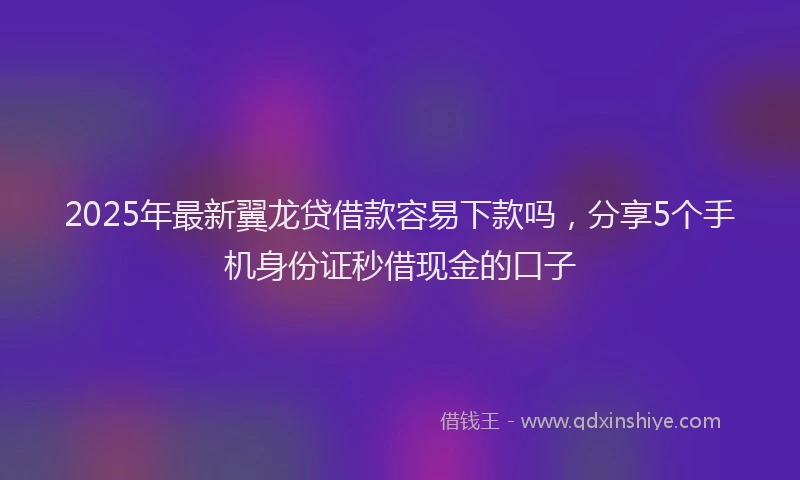 2025年最新翼龙贷借款容易下款吗，分享5个手机身份证秒借现金的口子