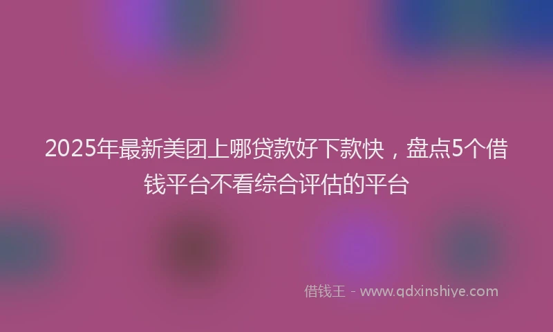 2025年最新美团上哪贷款好下款快，盘点5个借钱平台不看综合评估的平台