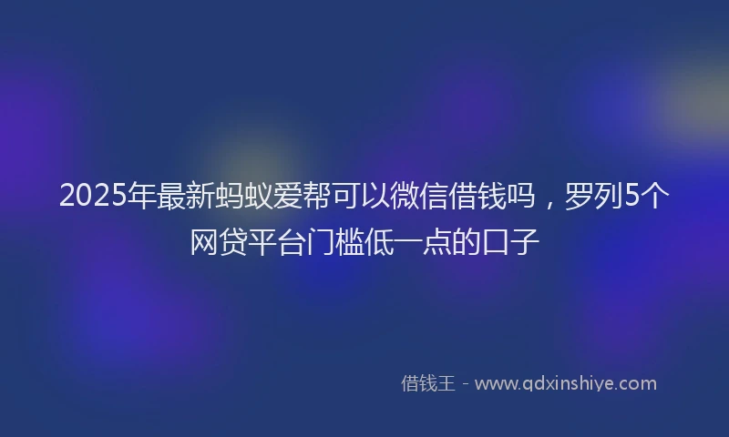 2025年最新蚂蚁爱帮可以微信借钱吗，罗列5个网贷平台门槛低一点的口子