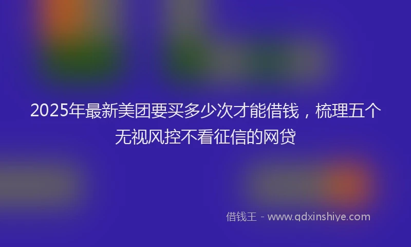 2025年最新美团要买多少次才能借钱，梳理五个无视风控不看征信的网贷