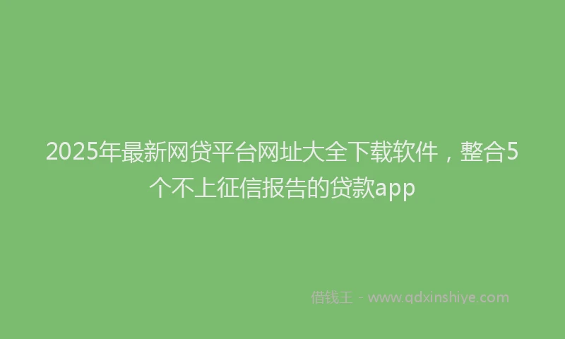 2025年最新网贷平台网址大全下载软件，整合5个不上征信报告的贷款app