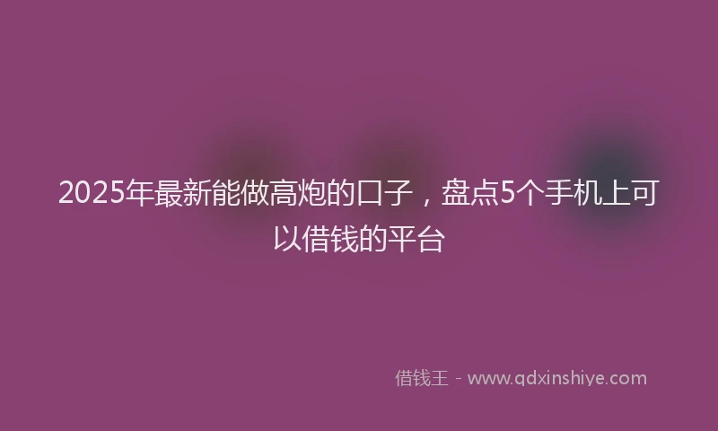 2025年最新能做高炮的口子，盘点5个手机上可以借钱的平台