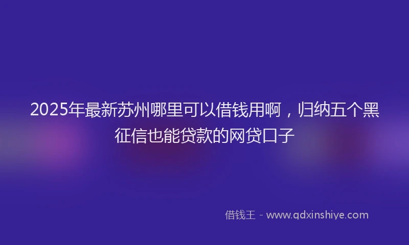2025年最新苏州哪里可以借钱用啊，归纳五个黑征信也能贷款的网贷口子