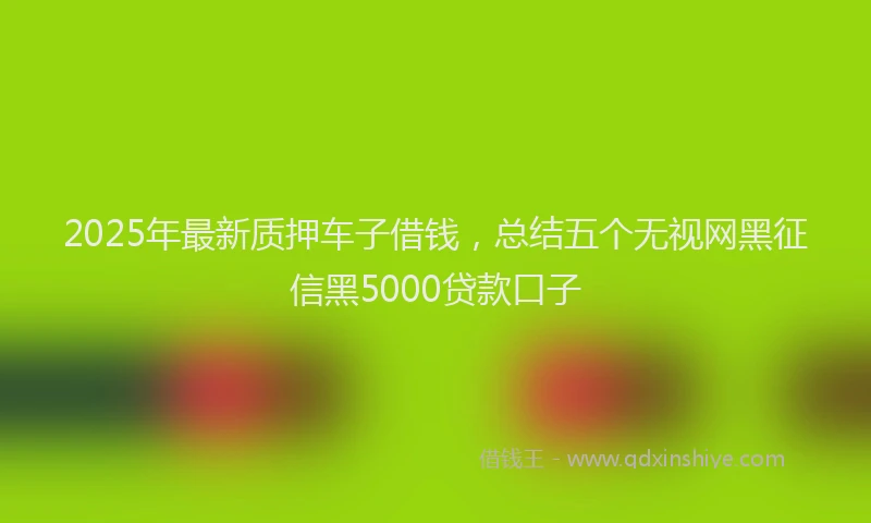 2025年最新质押车子借钱，总结五个无视网黑征信黑5000贷款口子
