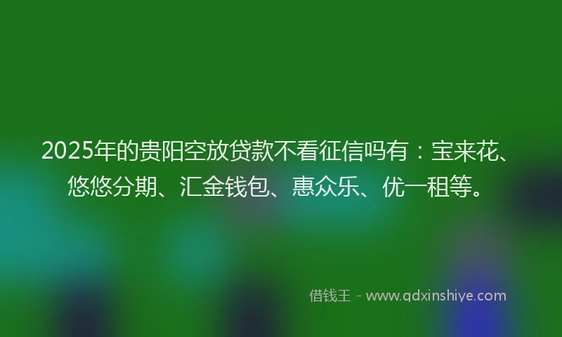 2025年的贵阳空放贷款不看征信吗有：宝来花、悠悠分期、汇金钱包、惠众乐、优一租等。